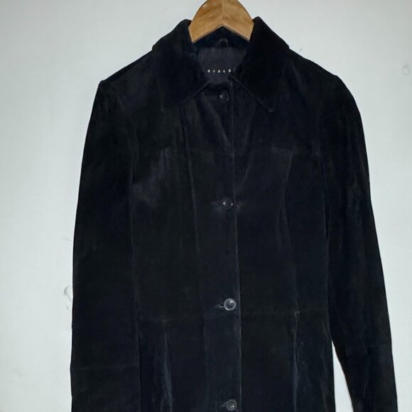 SISLEY Women’s Black Genuine Leather Suede Stylish Long ~57
